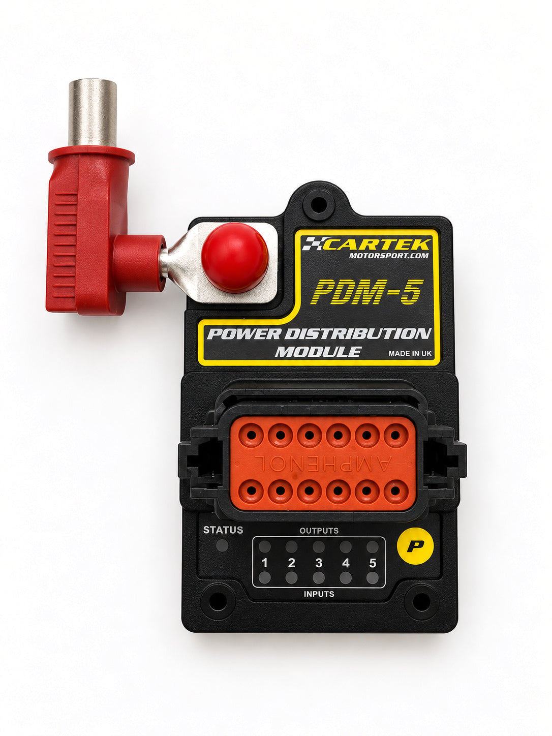 CarTek PDM-5 with the insulated power connector fitted to its battery stud