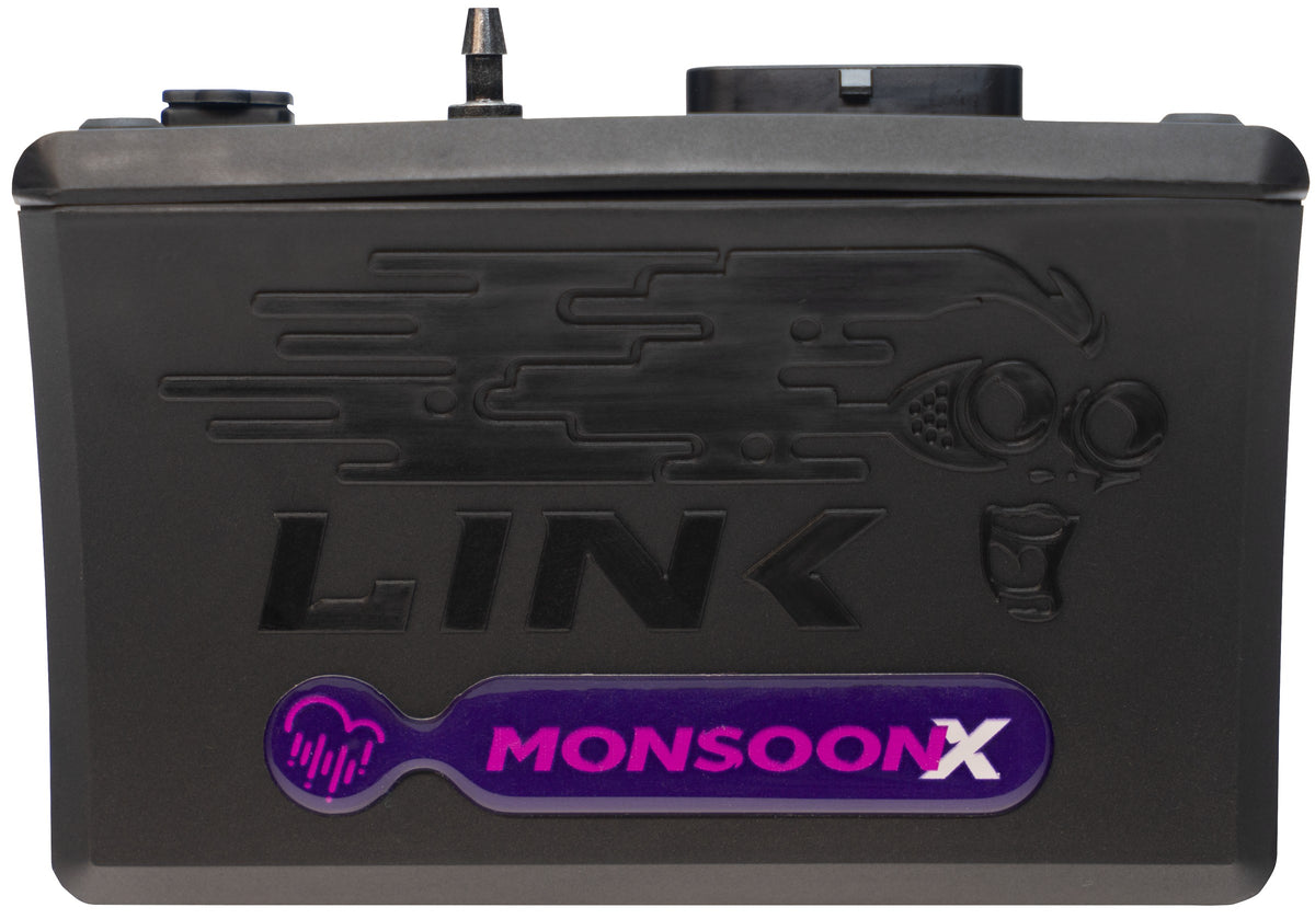 Link G4X MonsoonX wire-in ECU, front view of the sealed case.