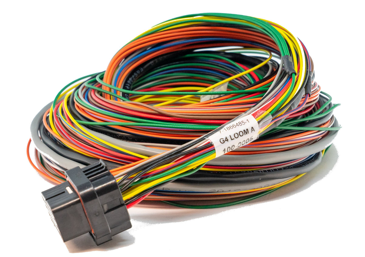 Link A loom for G4X wire-in ECUs, terminated A connector at one end and unterminated colour coded wires at the other.